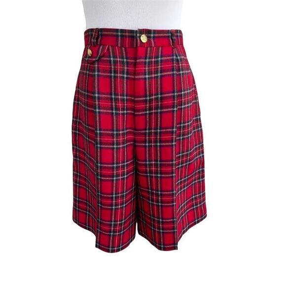 Vintage 80’s David Brooks Red Plaid Two Piece Shorts & Vest Set 8 - Picture 5 of 11